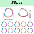 30Pcs Rainbow Color Jump Rings 10mm Stainless Steel Open Jump Rings Metal Rings for DIY Bracelet Necklaces Earrings Jewelry Making Findings - color: Rainbow Color