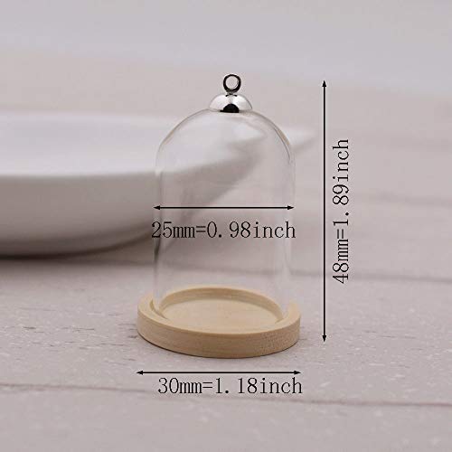 10-Piece Glass Dome Pendant Set - Wooden Base, Mixed Color Glass Cabochons (38x25mm) - size: 38x25mm Mixed Color