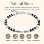 Womens Boho Adjustable Stackable Beaded Bracelets for Women Teen Girls Stainless Steel Natural Stone Link Bracelets for Women Non Tarnish Waterproof Handmade Bead Bracelet for Women Best Friend Bestie Mother Daughter Sister Gifts for Happy Birthday Grad G
