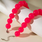 Chunky Acrylic Resin Beaded Necklace for Women Colorful Large Round Choker Adjustable Stack Acrylic Beads Necklace Resin Summer Party Jewelry - style: Red