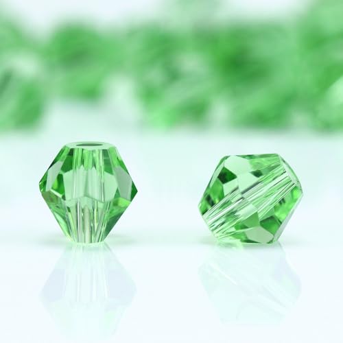 Dowarm 1000PCS 4mm Glass Bicone Beads for Craft Jewelry Making, DIY Bracelet, Necklace, Dolls, Wine Charms, Wind Chimes, Suncatchers, Bulk Small Faceted Crystal Beads, Light Green - color: 12-Light Green, size: 4MM