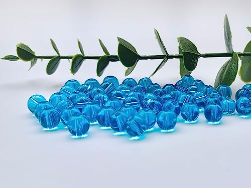 Glass Beads 8mm 100pcs Round Smooth Loose Beads for Bracelet Necklace Jewelry Making Craft DIY （8mm, 50804 Lake Blue） - color: Lake Blue, size: 8mm