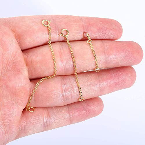 14K Gold Necklace Extender 925 Sterling Silver Chain Extension Necklace Bracelet Anklet Extender for Jewelry Making（1 2 3 inch） - color: A-14K Gold（1 2 3 inch）