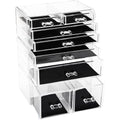 Sea Team 3-Layer Stackable Clear Makeup Organizer with Drawers, Acrylic Plastic Cosmetic Display Case, Jewelry Storage Box, Holder for Dresser, Bathroom, Vanity, Countertop (8 Drawers) - size: 3-Layer, 8 Drawers
