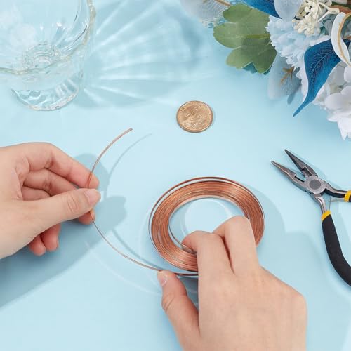 BENECREAT 19.7FT 26 Gauge Flat Pure Copper Wire, 2.5mm Wide Flat Bezel Wire Tarnish Resistant Jewelry Wire for DIY Jewelry Craft Making - size: 2.5mm