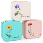 Ajiangwu Mothers Day Gifts for Mom,Personalized Travel Jewelry Case with Custom Name,Small Jewelry Organizer for Rings, Necklaces, Bracelets, Earring,Bridesmaid Proposal Gifts Ideas - color: Design 2