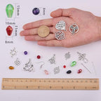 SUNNYCLUE 1 Box DIY 10 Pairs Celtic Knot Dangle Earring Making Kit Celtic Knot Connect Charms Findings Irish Wiccan Flower Star Triangle Heart Love with Beads Earring Hooks Instruction for Beginners - color: Sliver