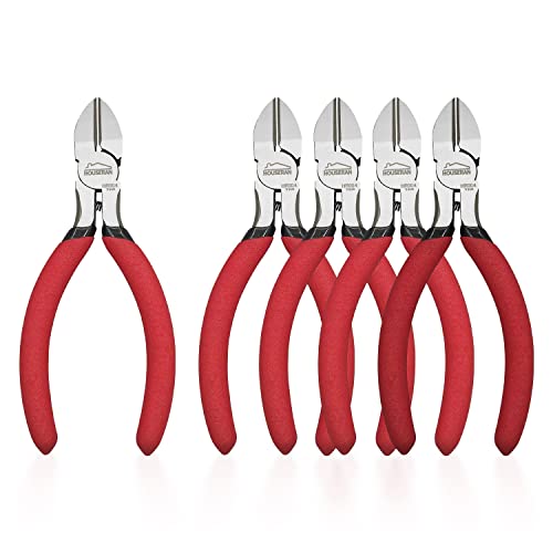 5 inch Wire Cutters, 5 Pack Diagonal Cutters, Side Cutters, Wire Cutter Set, Wire Snips, Small Diagonal Cutters with Spring Loaded, Diagonal Cutting Pliers for Crafts, Jewelry Making - color: 5 Inch 5 Pack