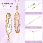 Yaomiao 5 Pieces Crystal Necklaces, Healing Stones Spiritual Pendant Natural Gemstone Jewelry with Adjustable Chain for Women Girls - color: Mixed Color with Tree Gold Chain