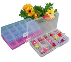 Lawei 15 Pack Plastic Jewelry Box - 15 Grid Organizer Storage Box with Adjustable Dividers Plastic Compartment Container for Bead Jewelry Craft Tackles