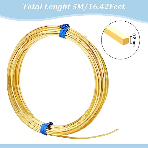 BENECREAT 14K Gold Plated Square Copper Wire - 16.4FT 20 Gauge Wire for Jewelry Making, Beading, Crafting - color: 14K Gold, size: 20 Gauge