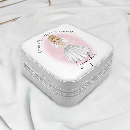 Personalized First Communion Gift for Girls – Custom Jewelry Box with Name & Date, Elegant Keepsake for First Holy Communion - color: Little Girl-2