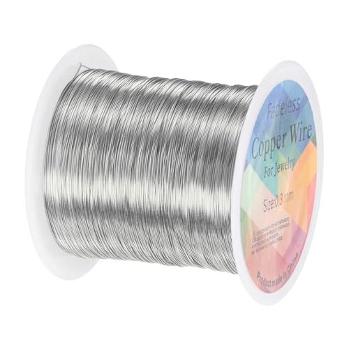 M METERXITY 0.3mm Jewelry Wire, 28 Gauge 328FT Craft Wire Copper Beading Wire for Jewelry Making/Planting/Weaving/DIY Crafting, Soft Metal Wires [100M, Silver White] - color: Silver White, size: 0.3mm 28 Gauge