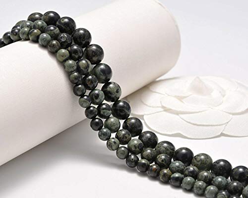 AD Beads Natural Gemstone Smooth Round Loose Beads 15“ 6mm 8mm 10mm (6mm, Kambaba Jasper) - color: Kambaba Jasper, size: 6mm