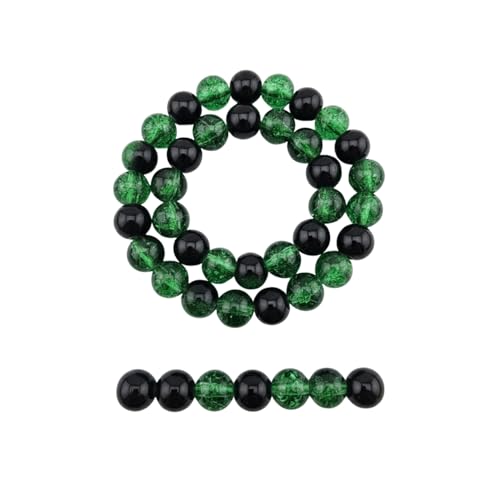DandS ltd Crackle Lampwork Glass Beads for Jewelry Making, Dark Green, Vibrant DIY Bracelets, Necklaces, Earrings, Beading Supplies & Craft Kits for Handmade Jewelry, 80pcs 0.39 inch (10mm), #J234-10 - color: Dark Green