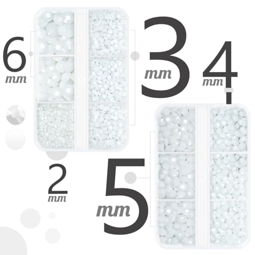 qiipii Pure White Resin Flatback Rhinestones for Crafting 2mm 3mm 4mm 5mm 6mm Solid White Flatback Jelly Stones Gems Diamonds for Face Eyes Makeup Tumblers Mugs Bottles DIY Crafts Clothes Shoes Phones - color: Pure White