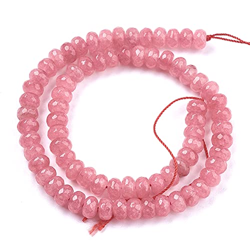 Cheriswelry 65pcs/Strand 8mm Faceted Rondelle Natural Jade Stone Beads Dyed Mini Gemstone Loose Spacer Abacus Beads Charms for DIY Craft Earring Bracelet Necklace Jewelry Making Supplies - color: Natural Jade*2