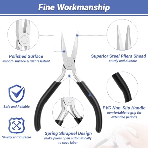 shynek 10 Pieces Jewelry Pliers Tools Set, Jewelry Making Tools Include 8 Pieces Pliers, Jump Ring Opener, Tweezers for Wire Wrapping, 3D Printing Projects and Other DIY Projects - style: Set of 8