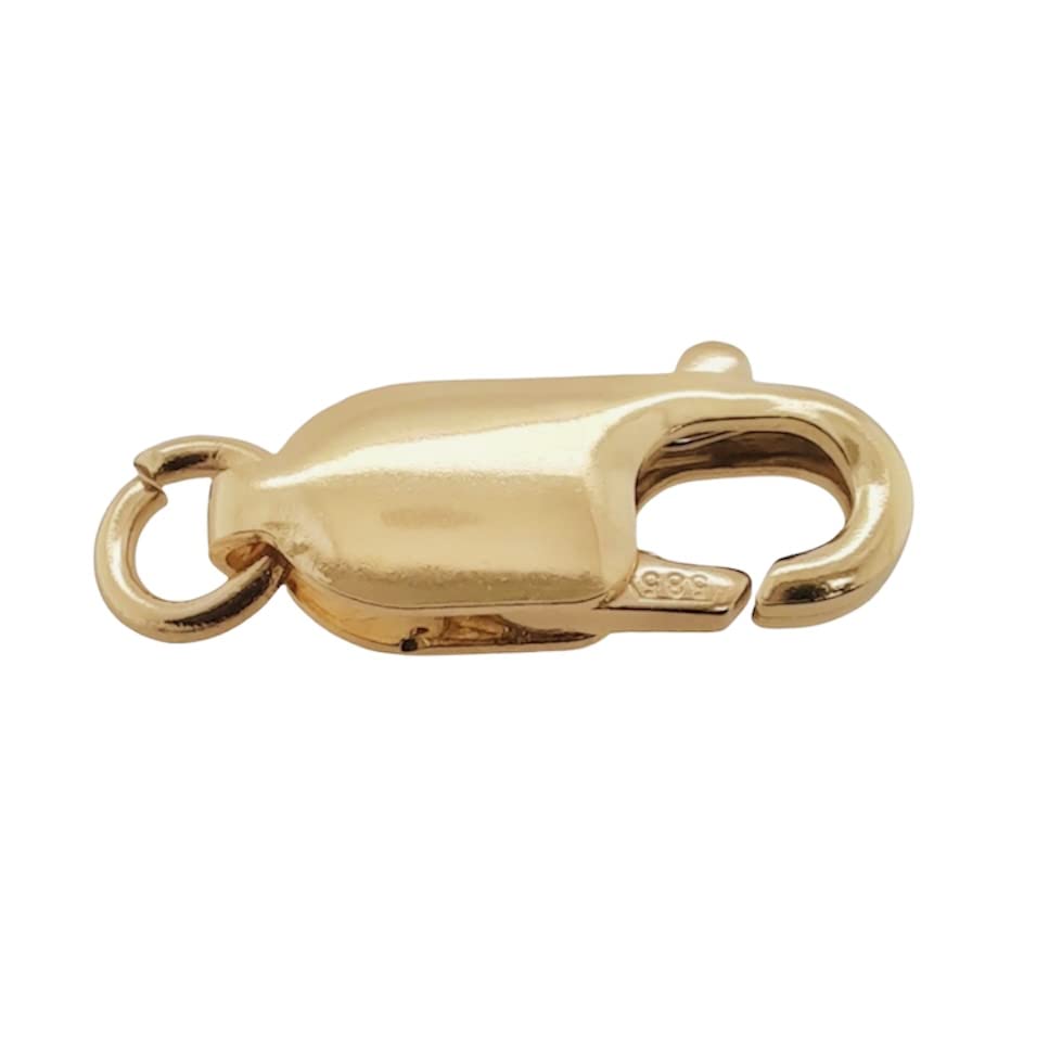 13.6MM 14K Solid Yellow Gold Oval Lobster Clasp with Ring 16.8MM Overall Length Made in Italy by CRAFT WIRE - size: 16.8MM