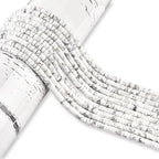 300pcs Natural White Howlite Heishi Spacer Beads 2x4mm Genuine Real Disc Stone Beading DIY Charm Smooth Loose Gemstone Beads for Jewelry Making Bracelets Necklaces Earrings Crafts - color: White Howlite
