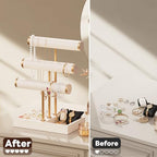 Abiglifty 3 Tier Necklace Holder Display, Jewelry Organizer, Jewelry Stand, Bracelet Display, Necklace Organizer, Bracelet holder, Jewelry Display for Necklace, Watches, Rings, Beige - color: Beige