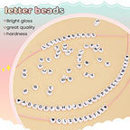 FZIIVQU 1400 Pcs Letter Beads Kit, 28 Styles White Acrylic Alphabet Beads Letter Beads for Jewelry Making wiht Number Beads Heart Beads Friendship Bracelet Kit - color: Black Letter & White Base, size: 4*7mm