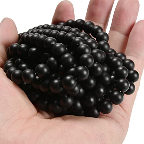 8mm Black Onyx Matte Round Natural Gematone Loose Beads for Jewelry Making DIY 1 Strand 15" - color: Matte Black Onyx, size: 8mm