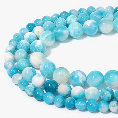 60pcs 6mm Natural Blue White Persian Jade Gemstone Beads Energy Healing Crystal Round Loose Stone Beads for Jewelry Making, DIY Bracelets Necklaces - color: Blue White Persian Jade, size: 6mm