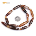 GEM-Inside 8x30mm Natural Brown Botswana Onyx Agate Stone Semi Precious Rice Olive Oval Chakras Beads for Jewelry Making DIY Handmade Craft Supplies 15" - size: Brown-8x30mm