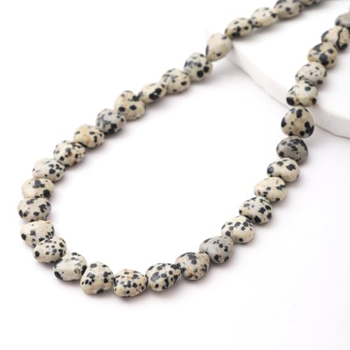 10mm Natural Dalmatian Stone Beads Heart Shape DIY Loose Gemstone Energy Healing Crystal Charms for Jewelry Making Handmade - color: Dalmatian