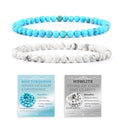 NCB 2.3-Piece 4mm Natural Crystal Gemstone Stretch Bracelets – Handmade Reiki Energy Healing Jewelry for Meditation,Yoga, Unisex - color: 2PCS ( Blue Turquoise+Howlite ), size: 4mm