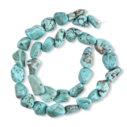 15 Inch 10-12mm Turquoise Gemstone Free Form Tumbled Pebble Semi Precious Irregular Strand Drilled Stone Spacer Beads for Jewelry Making - color: Turquoise 10-12mm
