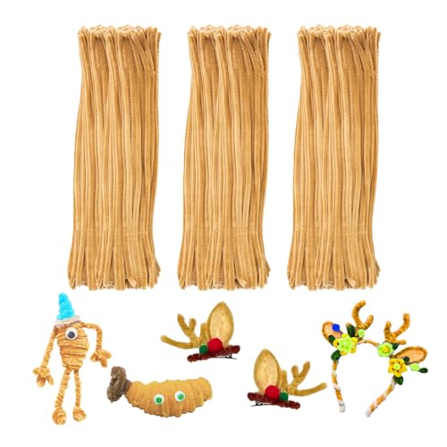 Light Brown Pipe Cleaners Crafts,Art Supplies,200pcs Chenille Stem,Solid Color Pipe Cleaners Set for DIY Art Creative Crafts and Decorations,limpia Pipas,Craft Supplies,Halloween Gifts - color: Light Brown