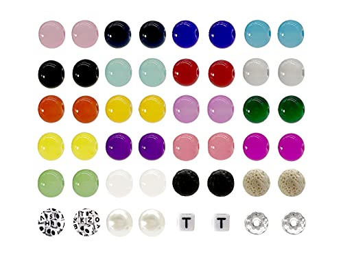 626PCS 10mm Glass Beads Jewelry Making Beads Imitative Jade Beads Bracelet Round Space Loose Beads for Earring, Necklaces-Adult Craft Supplies - size: 10mm Mixed Set