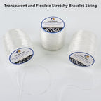 LUSTEMBER 1mm Stretchy Bracelet String, 3 Rolls Durable Elastic String, Clear Bead Cord for Bracelets, Necklaces, Beading, and Jewelry Making (300 m) - size: 1mm