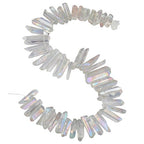 SUNYIK Angel Aura Titanium Coated Crystal Points Quartz Sticks Spikes Point Beads 15 inch Strand Drilled - color: Angel Aura Quartz, size: 0.5"-1.6"