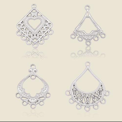 Beebeecraft 8Pcs 4 Styles Chandelier Component Links Charm 304 Stainless Steel Connector Charms Antique Tibetan for Jewelry Making Earring Necklace DIY Crafts Findings