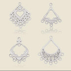 Beebeecraft 8Pcs 4 Styles Chandelier Component Links Charm 304 Stainless Steel Connector Charms Antique Tibetan for Jewelry Making Earring Necklace DIY Crafts Findings