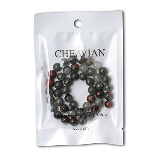 45PCS 8mm Natural African Bloodstone Gemstone Smooth Surface Round Loose Beads for Jewelry Making 1 String 15 Inches - color: African Bloodstone, size: 8mm
