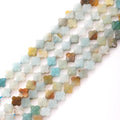 8mm Natural Amazonite Gemstone Faceted Clovers Beads Four-Leaf Spacer Loose Beads for DIY Jewelry Making Beads - color: Amazonite