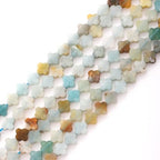 8mm Natural Amazonite Gemstone Faceted Clovers Beads Four-Leaf Spacer Loose Beads for DIY Jewelry Making Beads - color: Amazonite