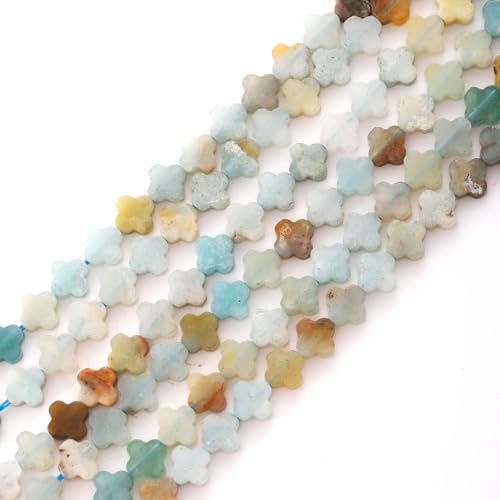 8mm Natural Amazonite Gemstone Faceted Clovers Beads Four-Leaf Spacer Loose Beads for DIY Jewelry Making Beads - color: Amazonite