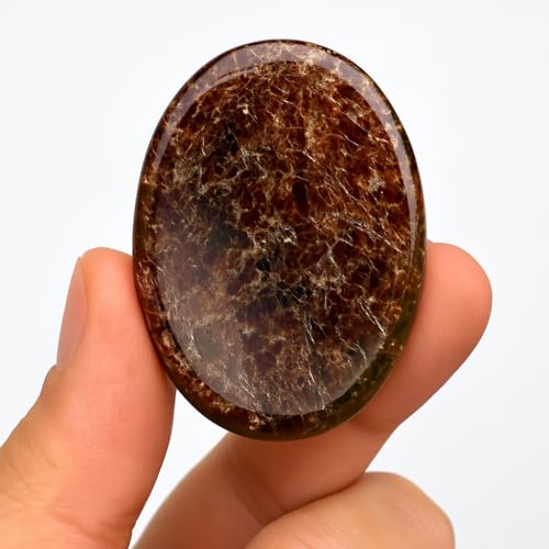 Garnet Worry Stone – Natural Polished Thumb Palm Stone for Energy, Passion & Grounding – Pocket Crystal for Focus & Inner Strength - color: Garnet