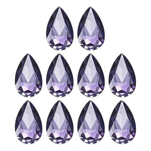 PATIKIL K9 Crystal Teardrop Pendants Oval Beads, 10 Pack 38mm Chandelier Prisms Parts Hanging Beads DIY Lamp for Arts Crafts Decoration, Dark Purple - color: Dark Purple