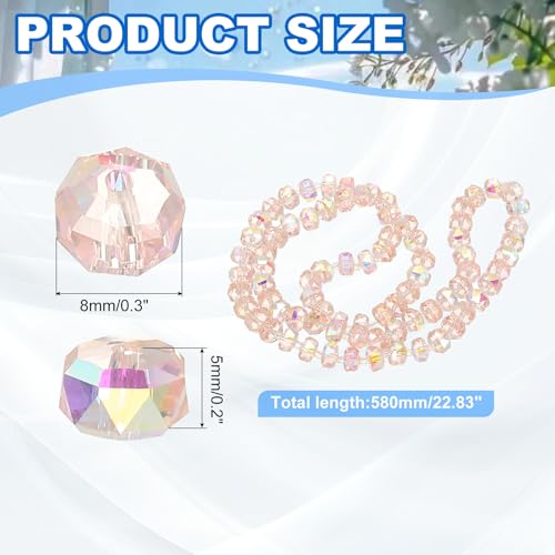 PATIKIL 75 Pcs 8mm OD 5mm Thick Crystal Glass Beads, Rondelle Crystal Beads Faceted Cut Gemstone Strand with Spacer Beads for Craft, Bracelet, Necklace, Pink Flash - color: Pink Flash