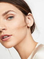 Me&Hz Gold Huggie Earrings Small Huggie Hoop Earrings for Women 14K Gold Plated Hypoallergenic Cubic Zirconia Huggies Mini Silver Hoop Earring for Women - color: Square, Silver