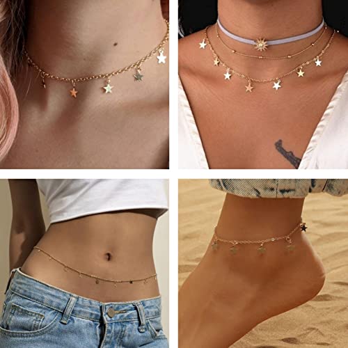 YOUBEIYEE 16.4 Feet Star Link Chain for Jewelry Making Women Necklace Chain Roll, Gold Plated Cable Chains Bulk with Jump Rings and Lobster Clasps - color: Gold Star