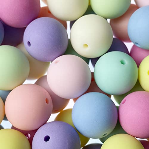 Jmassyang 100 Pieces 20mm Candy Color Acrylic Round Frosted Beads Assorted Candy Color Mix Plastic Pastel Matte Loose Spacer Mixed for Jewelry Making Bracelets Necklaces DIY Crafts - size: 20mm-100pcs