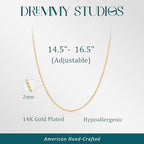 Dremmy Studios Dainty Gold Choker Necklace for Women 14K Gold Plated Coin Disc Figaro Layered Beaded Flat Mariner Sideways Cross Wishbone Link Clavicle Necklaces - style: 2.0mm Beaded Chain