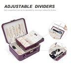 Travel Jewelry Case Organizer, Large Travel Jewelry Organizer, Travel Jewelry Box and Portable Travel Jewelry Case, Burgundy Red - color: Exquisite Wine Red